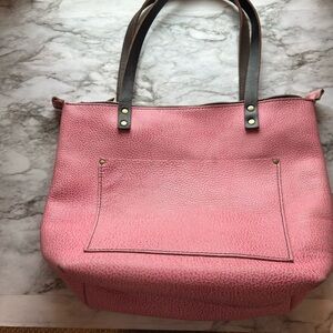 Pink Leather Tote Bag